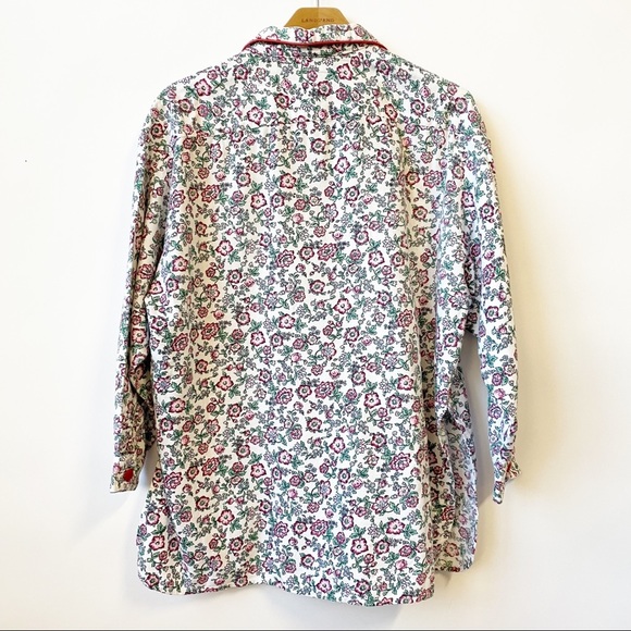 Vintage Victoria's Secrets Pajama Floral Button Front Top Blouse Women's Large - Picture 5 of 12